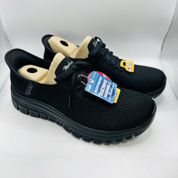 Skechers Graceful First Blush Black Womens Casual Slip Ins Sneaker Size 9.5 - Picture 2 of 6